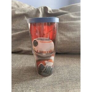 Tervis Tumbler Star Wars BB 8 Orange Hot Or Cold Drink 16 Oz Blue Lid